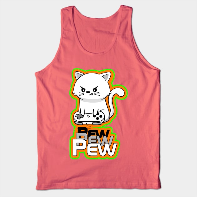 Cute Gamer Cat Tank Top by AlondraHanley